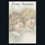Vintage Christmas, Victorian Angels in the Clouds 便箋<br><div class="desc">Vintage illustration religious Christmas holiday image featuring two beautiful Victorian angels. These angelic cherubs are in a fluffy white cloud looking up towards heaven.</div>