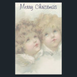 Vintage Christmas, Victorian Angels in the Clouds 便箋<br><div class="desc">Vintage illustration religious Christmas holiday image featuring two beautiful Victorian angels. These angelic cherubs are in a fluffy white cloud looking up towards heaven.</div>