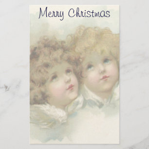Vintage Christmas, Victorian Angels in the Clouds 便箋