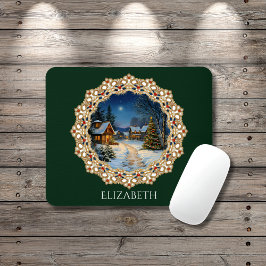 Vintage Christmas Village Doily マウスパッド