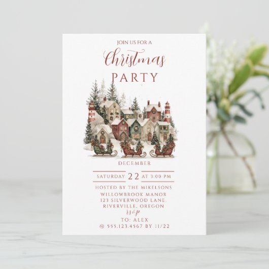 Vintage Christmas Village Party 招待状 (スタンド正面)