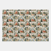 Vintage Christmas Village Wrapping Paper ラッピングペーパーシート (正面2)