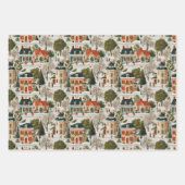 Vintage Christmas Village Wrapping Paper ラッピングペーパーシート (正面)