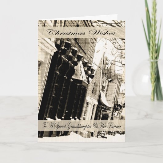 Vintage Christmas Wishes、孫娘&パートナー シーズンカード (正面)