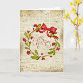 Vintage Christmas Wreath and Bow カード (黄色い花)