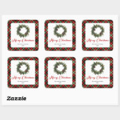 Vintage Christmas Wreath Sticker Custom Family スクエアシール (シート)