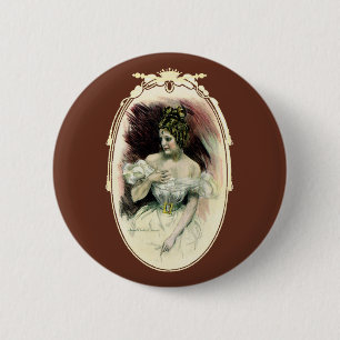 Vintage Christy Girl, Antique Bridal Portrait 缶バッジ