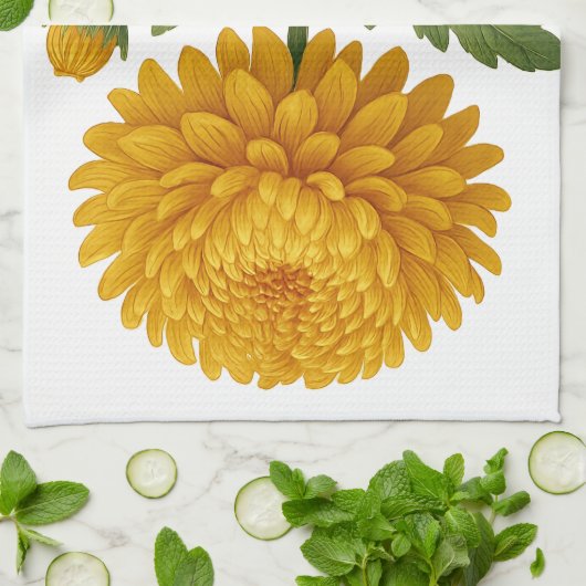 Vintage Chrysanthemum キッチンタオル (折り畳み)