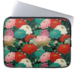 Vintage Chrysanthemums Colorful Floral Patttern ラップトップスリーブ