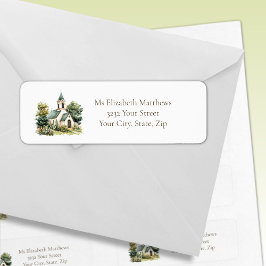 Vintage Church with Wildflowers ラベル