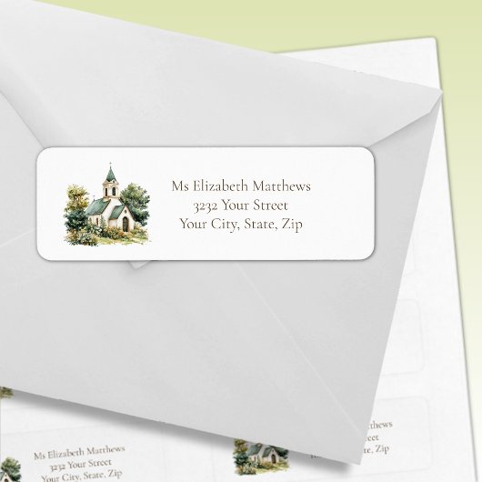 Vintage Church with Wildflowers ラベル