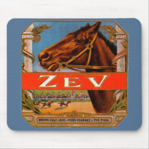 Vintage Cigar Label, Zev Race Horses Brown Colt マウスパッド
