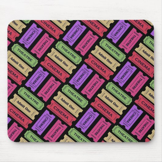 Vintage Cinema & Theatre Ticket Stubs Pattern マウスパッド (正面)