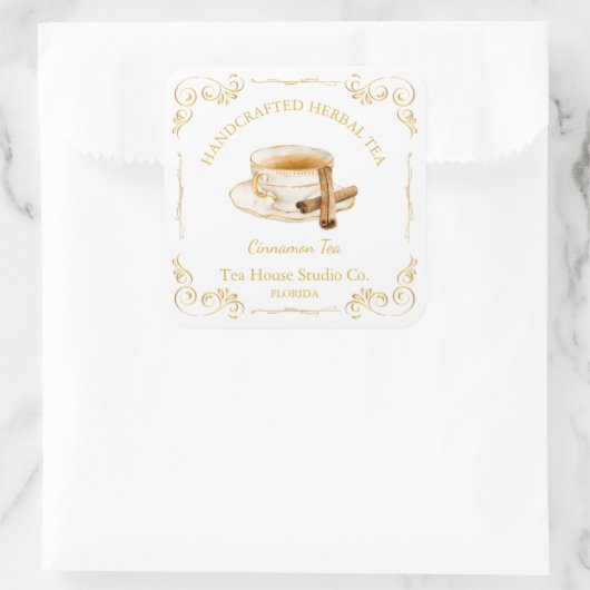 Vintage Cinnamon Tea Square Label スクエアシール (バッグ)