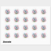 Vintage Circle Bird on Flowers ラウンドシール (シート)