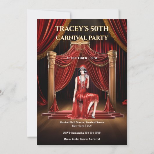 Vintage Circus 50th Birthday Invitation 招待状 (正面)