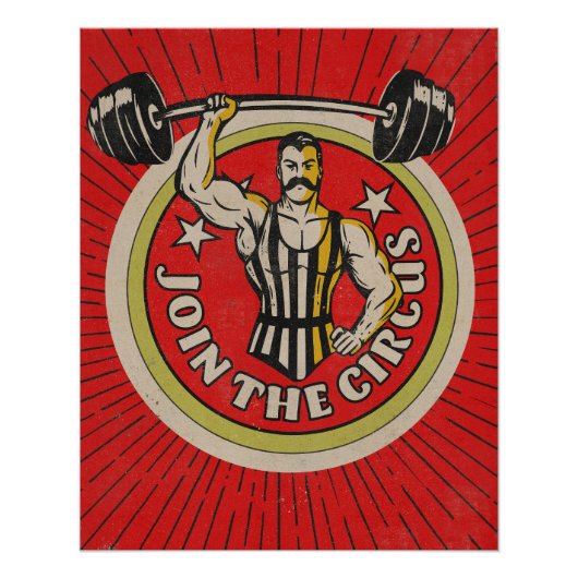 Vintage Circus Advertisement Strongman ポスター (正面)