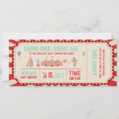 Vintage Circus Animal Ticket Carnival Baby shower 招待状 (正面)