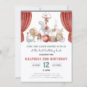 Vintage Circus Animals 2nd Birthday Invite 招待状 (正面)