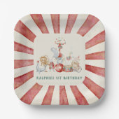 Vintage Circus Animals Birthday Paper Plates ペーパープレート (正面)