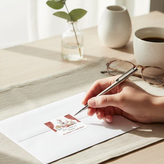 Vintage Circus Animals Red Drapes 1st Birthday スクエアシール