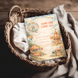 Vintage Circus Baby Shower 招待状