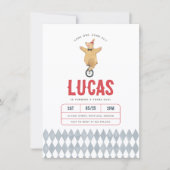 Vintage Circus Bear Boy Birthday Party 招待状 (正面)