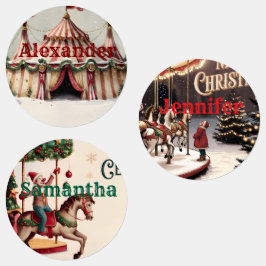 Vintage Circus Christmas Gift Tags ラベル