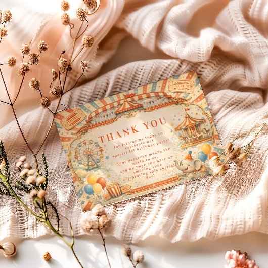 Vintage Circus Fairytale Birthday サンキューカード