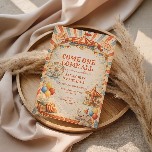 Vintage Circus Fairytale Birthday 招待状