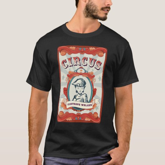 Vintage Circus Staff Badge Funambulism Tightrope W Tシャツ (正面)