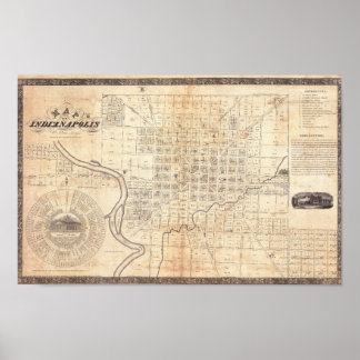 Vintage City Map of Indianapolis 1836 ポスター