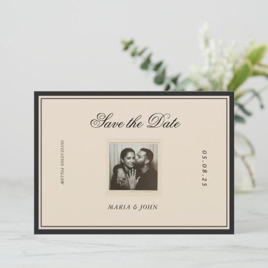 Vintage Classic Aesthetic Save the Date (スタンド正面)