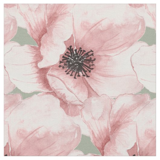 Vintage classic big pink flower tissu ファブリック (クローズアップ)