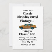 Vintage Classic Car Birthday 招待状 (正面)
