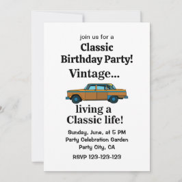 Vintage Classic Car Birthday 招待状