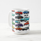 Vintage Classic Cars Collage Pattern コーヒーマグカップ (正面左)