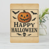 Vintage/classic Happy Halloween jack-o-lantern 招待状 (スタンド正面)