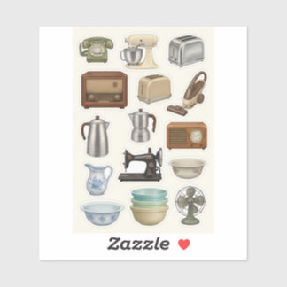 Vintage Classic Home Appliances Sticker Sheet シール