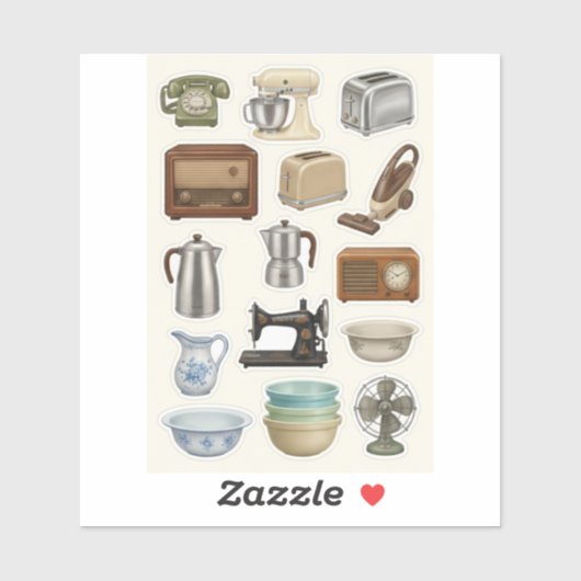 Vintage Classic Home Appliances Sticker Sheet シール (シート)
