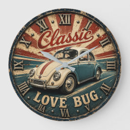 Vintage Classic Love Bug Classic Car Love Bug ラージ壁時計