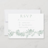 Vintage Classic Sage Floral Wedding 出欠カード (正面)