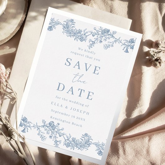 Vintage Classic Wedding Save The Date Silver 箔招待状