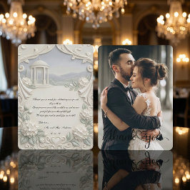 Vintage Classical Cream Hydrangea Romantic Photo サンキューカード