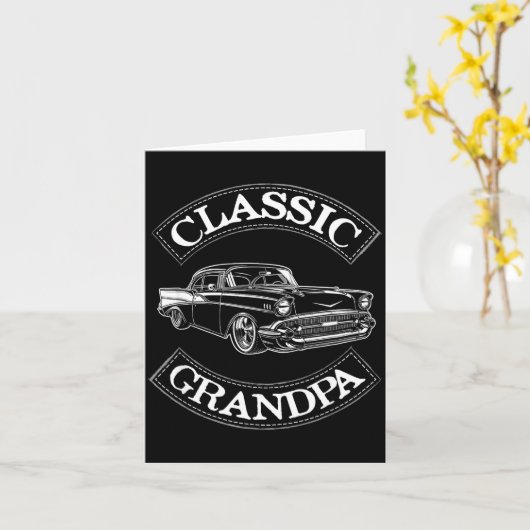 Vintage Clic Car Funny Grandpa カード (黄色い花)