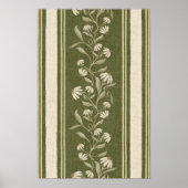 Vintage Climbing Daisy Coneflower Floral Stripe ポスター (正面)