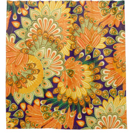 Vintage cloth pattern close up background. シャワーカーテン (正面)