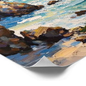 Vintage Coastal Cliffs Seascape Art ポスター (角)