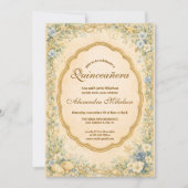Vintage Coastal Garden Quinceañera 招待状 (正面)