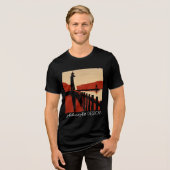 Vintage Coastal Lighthouse Silhouette Retro Art トライブレンドＴシャツ (正面全面)